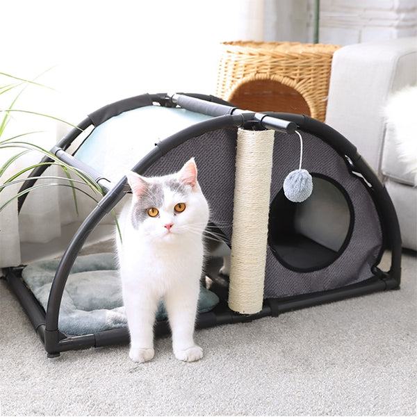 Multi-functional Luxury Pet Nest Have Fun sisal pillars for Play Steel Claw Sleeper Cat Bed Furniture With Ball Cat Kittern Nest