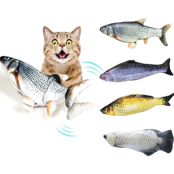 Moving Fish Toys Catnip For Cat Realistic Plush Fish Stuffed Pillow Chew Bite Toy Kitten Fish Flop Cat Wagging Fish Toy Catnip