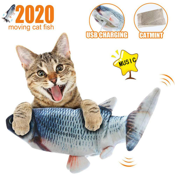 Jouet de chat de Kicker de poisson en mouvement poisson en mouvement poisson danse poisson chat jouet Simulation de remue électrique avec herbe à chat USB pour chaton 30CM