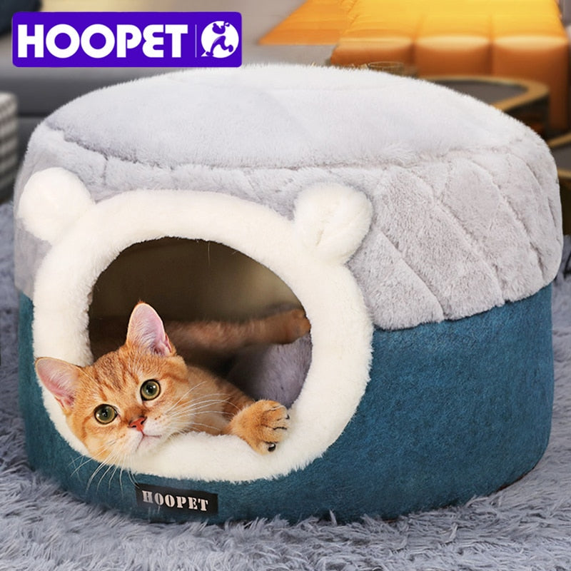 HOOPET, cama para gatos, casa de felpa suave, cojín para cachorros, pequeños perros, gatos, nido de invierno cálido, cama de perro para dormir, suministros de alfombra para mascotas